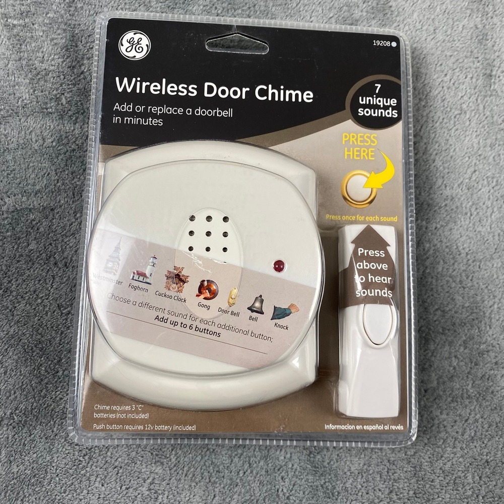 GE Wireless Door Chime White 7 Unique Sounds 19208